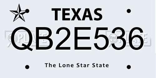 QB2E536 Texas License Plate