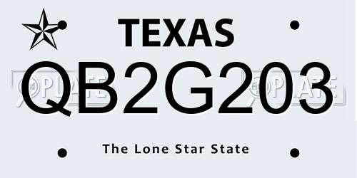 QB2G203 Texas License Plate