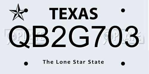 QB2G703 Texas License Plate