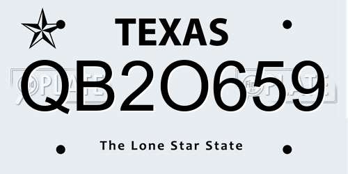 QB2O659 Texas License Plate