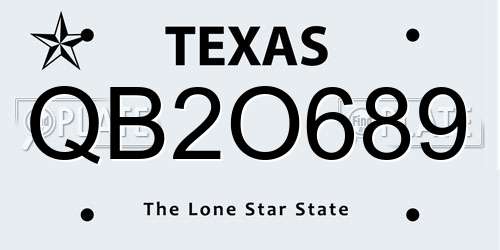 QB2O689 Texas License Plate