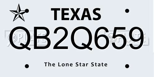 QB2Q659 Texas License Plate