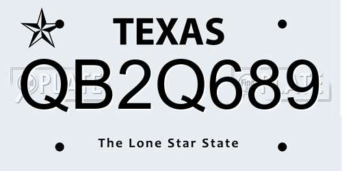 QB2Q689 Texas License Plate