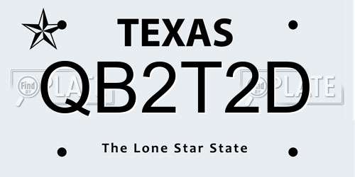 QB2T2D Texas License Plate