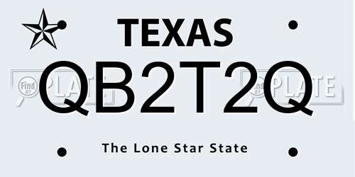 QB2T2Q Texas License Plate
