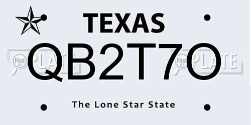 QB2T7O Texas License Plate