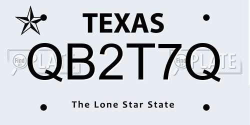 QB2T7Q Texas License Plate