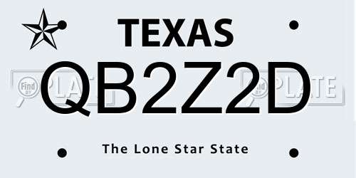 QB2Z2D Texas License Plate