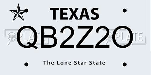 QB2Z2O Texas License Plate