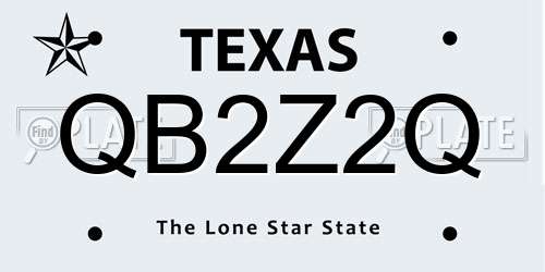 QB2Z2Q Texas License Plate