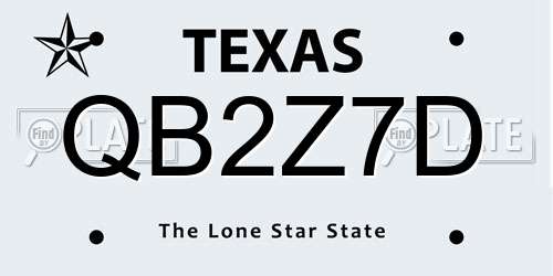 QB2Z7D Texas License Plate