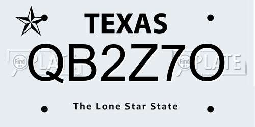 QB2Z7O Texas License Plate