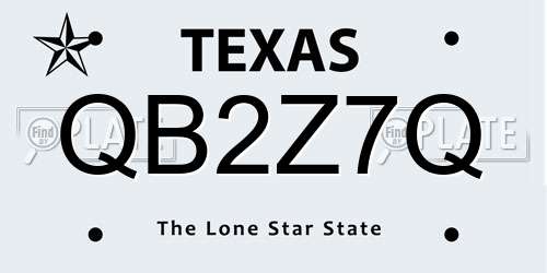 QB2Z7Q Texas License Plate