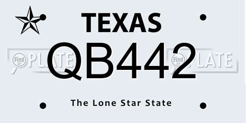 QB442 Texas License Plate