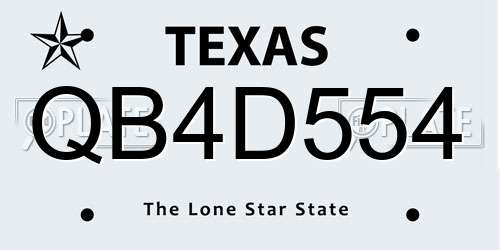 QB4D554 Texas License Plate
