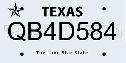 QB4D584 Texas License Plate