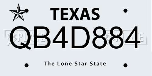 QB4D884 Texas License Plate
