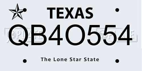 QB4O554 Texas License Plate