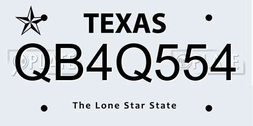 QB4Q554 Texas License Plate