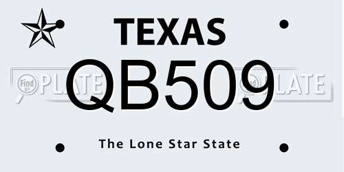 QB509 Texas License Plate