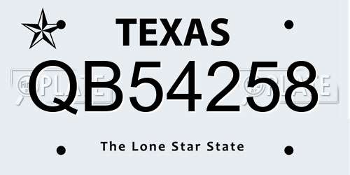 QB54258 Texas License Plate