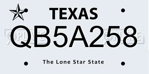 QB5A258 Texas License Plate