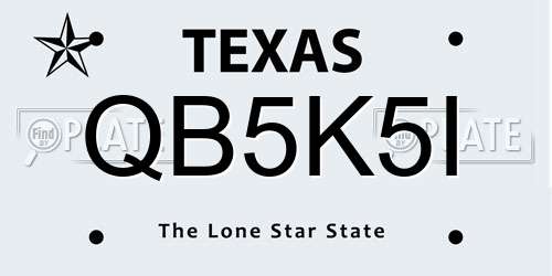 QB5K5I Texas License Plate
