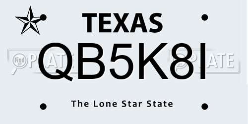QB5K8I Texas License Plate