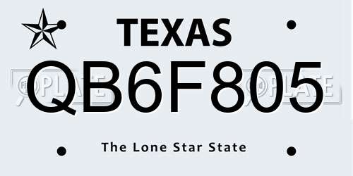 QB6F805 Texas License Plate