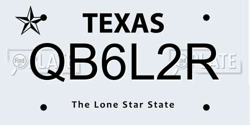 QB6L2R Texas License Plate