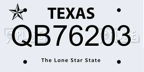 QB76203 Texas License Plate