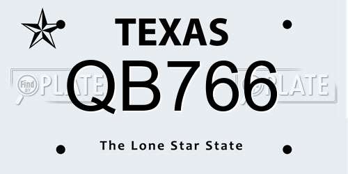QB766 Texas License Plate