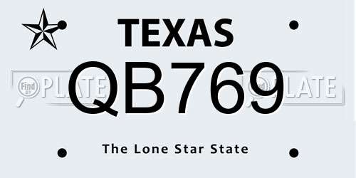 QB769 Texas License Plate