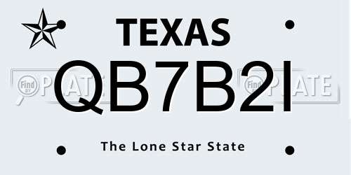 QB7B2I Texas License Plate