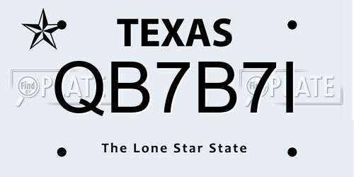 QB7B7I Texas License Plate