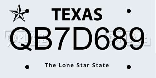 QB7D689 Texas License Plate