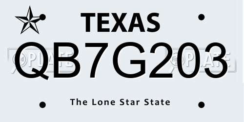 QB7G203 Texas License Plate