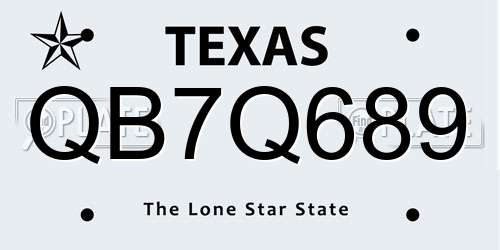QB7Q689 Texas License Plate