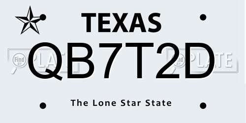 QB7T2D Texas License Plate