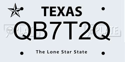 QB7T2Q Texas License Plate