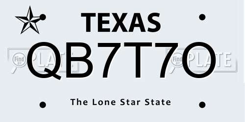 QB7T7O Texas License Plate