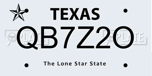 QB7Z2O Texas License Plate
