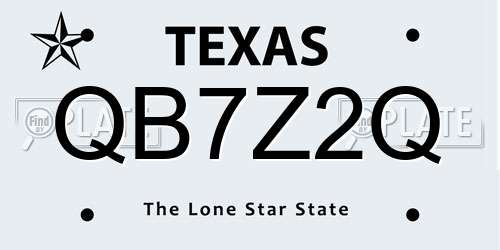 QB7Z2Q Texas License Plate