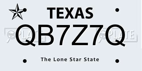 QB7Z7Q Texas License Plate