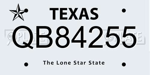 QB84255 Texas License Plate