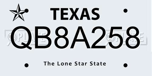 QB8A258 Texas License Plate