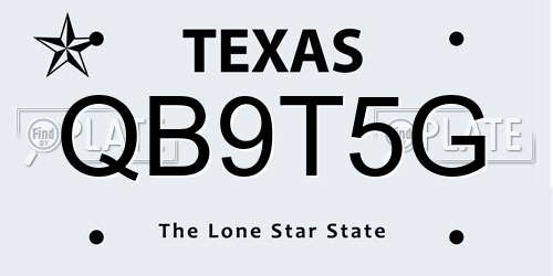 QB9T5G Texas License Plate