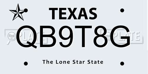 QB9T8G Texas License Plate