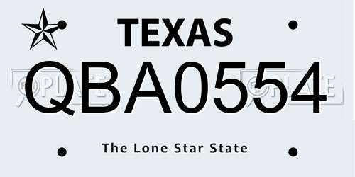 QBA0554 Texas License Plate