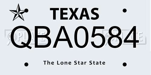 QBA0584 Texas License Plate